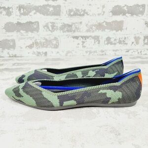 NEW Rothy’s The Point Olive Camo Slip On Ballet Flat Shoes O367